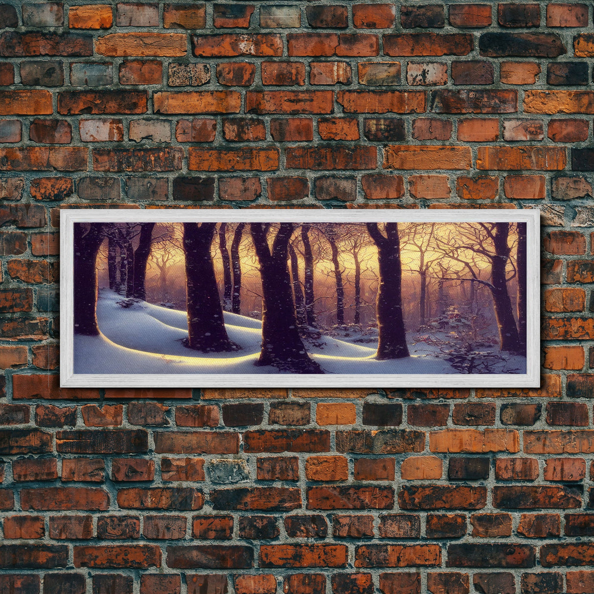 Snowcapped Forest Winter Scene, Ready To Hang Framed Canvas Print, Beautiful Panoramic Wall Decor Art