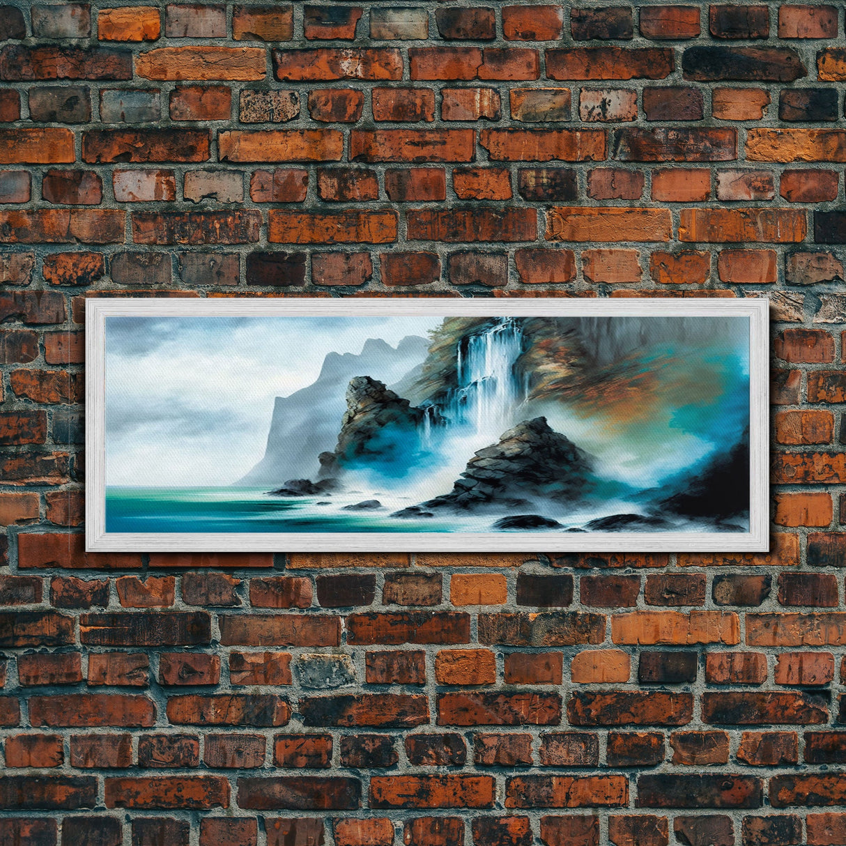 Fantasy Waterfall Canvas Print - Panoramic Landscape Painting - Perfect for Living Room and Bedroom Decor