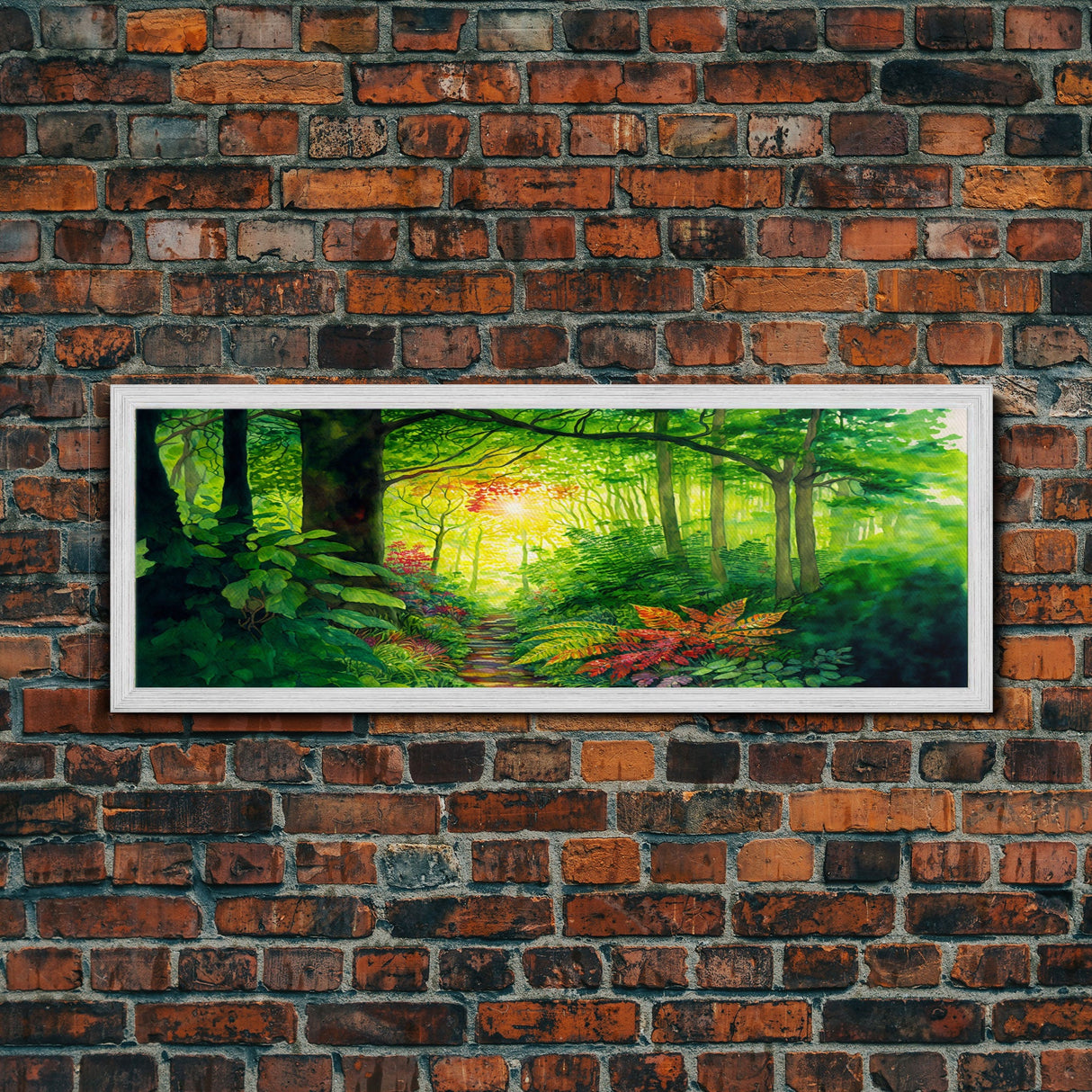 Panoramic Landscape Canvas Print - Tropical Jungle Watercolor Paintings for Living Room, Bedroom