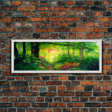 Panoramic Landscape Canvas Print - Tropical Jungle Watercolor Paintings for Living Room, Bedroom