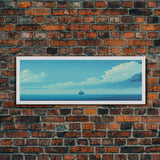 Just You, Me, and the Sea -  Nautical Art - Sail Boat on the Open Ocean - Framed Canvas Print - Panoramic Art - Ultra Wide Art