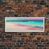 Panoramic Beach Sunset Framed Canvas Print - Perfect for Living Room, Bedroom, or Office Decor | Framed Wall Art, Blue Ocean and Sunset