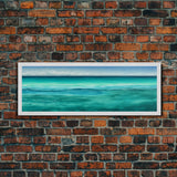 Panoramic Canvas Print of Blue Ocean Landscape Painting - Home and Office Decor, Sea Green, Seascapes, Pacific Ocean, Atlantic Ocean