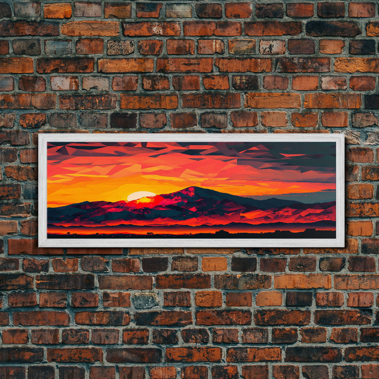 Stunning Panoramic Framed Watercolor Desert Mountain Landscape Canvas Print | Perfect For Living Room, Bedroom, Office