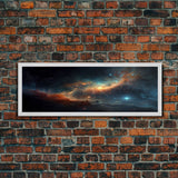 Starry Night Sky Canvas Print, Original Astral Bodies Painting Print, Panoramic / Large Format Wall Art, Framed Art