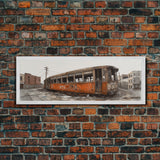 Abandoned Orange Train, Graffiti Art, Urban Art Print, Street Art, Wall Decor, Large Canvas Print, Panoramic, Wall Art, Canvas Print