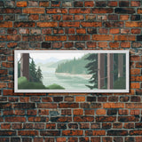 Nature Landscape Wall Art Print, Lake, River, Trees, Mountain, Wall Decor, Large Canvas Art Print, Panoramic, Wall Art, Canvas Print