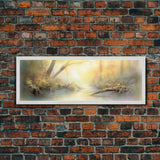 Beautiful Misty Landscape Wall Art Print, Foggy Lake, River, Trees, Wall Decor, Large Canvas Art Print, Panoramic, Wall Art, Canvas Print