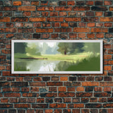 Large Abstract Landscape Wall Art Print, Lake, River, Pond, Trees, Wall Decor, Large Canvas Art Print, Panoramic, Wall Art, Canvas Print