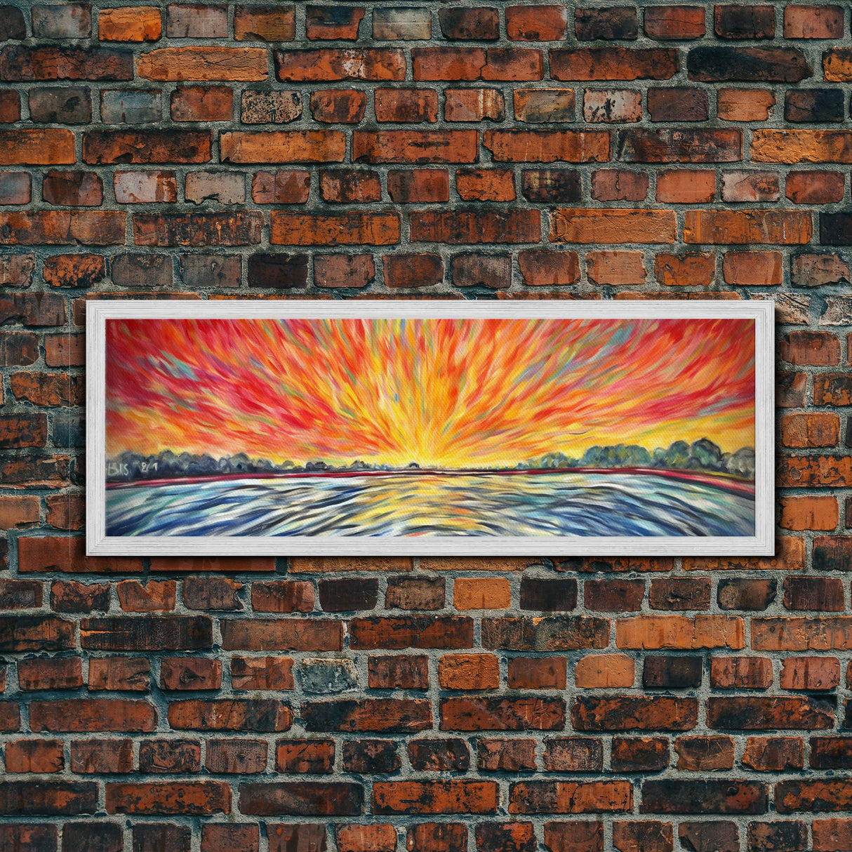 Abstract Beach Wall Art, Colorful Abstract Nature, Framed Abstract Print Art, Sunset, Beach, Vibrant Art, Panoramic, Wall Art, Canvas Print