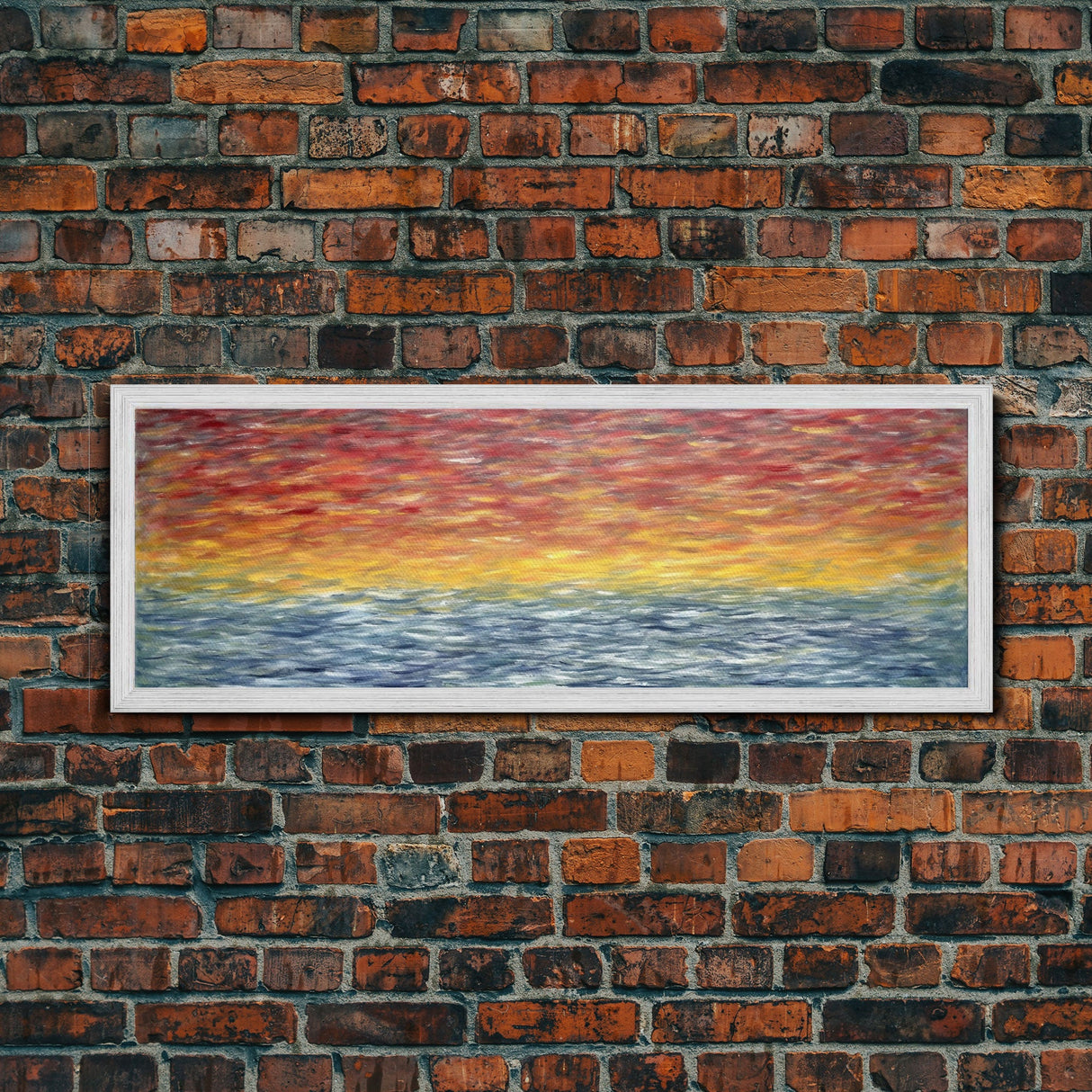 Abstract Ocean Horizon Wall Art, Colorful Abstract, Framed Abstract Print Art, Sunset, Sea, Vibrant Art, Panoramic, Wall Art, Canvas Print