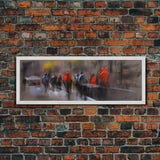 Abstract People On Street Canvas Print, Abstract Urban Art, Vibrant Art, Line Art City Wall Decor, Panoramic, Wall Art, Canvas Print