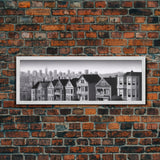 Row Of Apartments Canvas Print, Urban Art, City Art, Cityscape, Skyline, Monochromatic, Wall Decor, Panoramic, Wall Art, Canvas Print