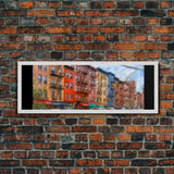 Colorful Abstract Row Of Buildings City Canvas Print, Large Urban Art Print, Cityscape Art, Vibrant Art, Panoramic, Wall Art, Canvas Print