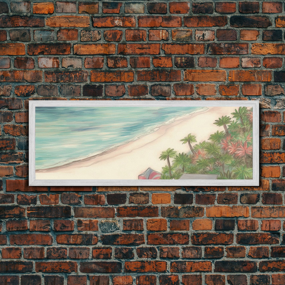 Beach Scene Art Canvas Print, Seashore, Seascape, Canvas Beach Wall Art, Tropical Beach, Waves Wall Art, Panoramic, Wall Art, Canvas Print