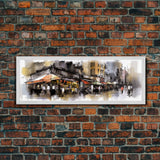 Watercolor Market Wall Art, Abstract Canvas Print, Urban Art, Large Art Print, Framed Canvas Print, Panoramic, Wall Art, Canvas Print