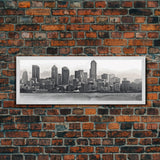 Cityscape Wall Art, City Skyline Wall Art, Black And White Large Art Print, Wall Decor, Framed Canvas, Panoramic, Wall Art, Canvas Print