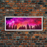 Watercolor Sky Art Print, Dark Forest Art, Large Mixed Media Wall Art, Large Framed Canvas Print, Panoramic, Wall Art, Canvas Print