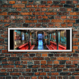 Urban Art Print, Graffiti On Abandoned Subway Train Canvas Print, Wall Decor, Large Framed Canvas Print, Panoramic, Wall Art, Canvas Print