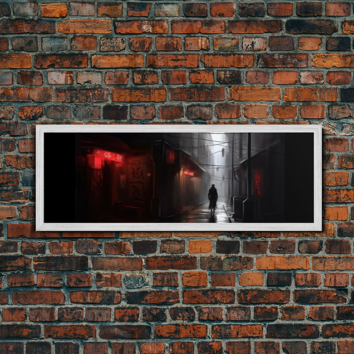 City Canvas Art Print, Asian City Art, Dark Night Street Art, Abstract Urban Art, Large Urban Art, Panoramic, Wall Art, Canvas Print