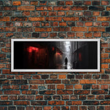 City Canvas Art Print, Asian City Art, Dark Night Street Art, Abstract Urban Art, Large Urban Art, Panoramic, Wall Art, Canvas Print