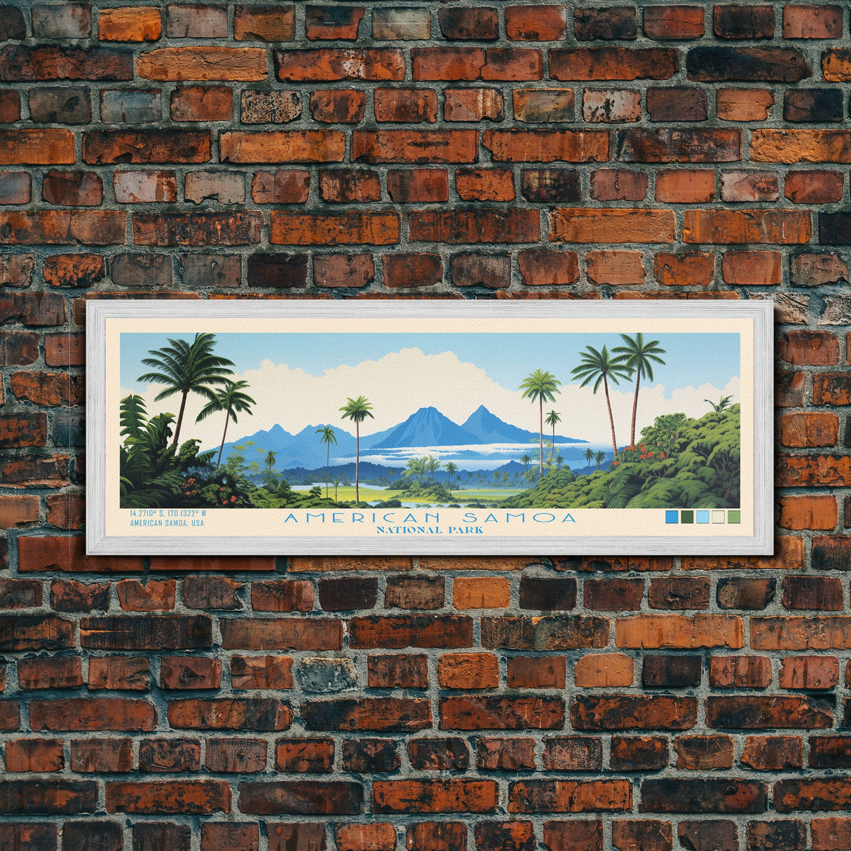 American Samoa National Park, Panoramic Samoa Travel Art, National Park Print, Minimalist Travel Art, Midcentury Modern Style Landscape