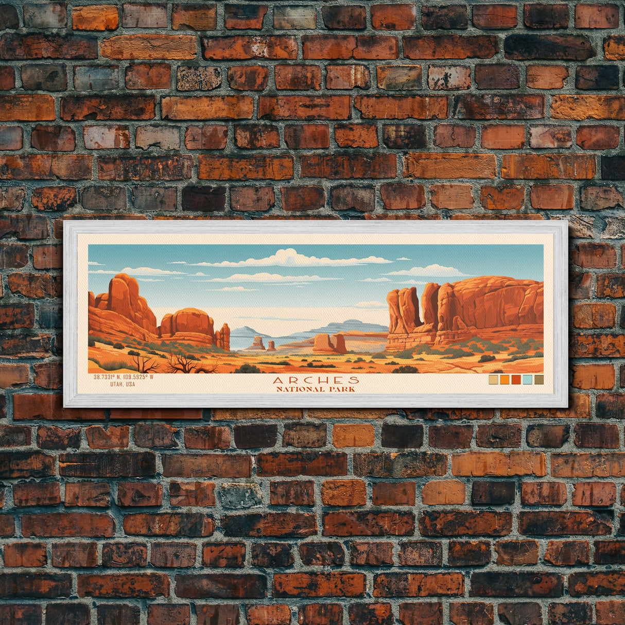 Arches National Park, Panoramic Utah Travel Art, National Park Print, Minimalist Travel Art, Midcentury Modern Style Landscape