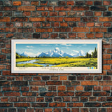 Grand Teton National Park, Panoramic Wyoming Travel Art, National Park Print, Minimalist Travel Art, Midcentury Modern Style Landscape