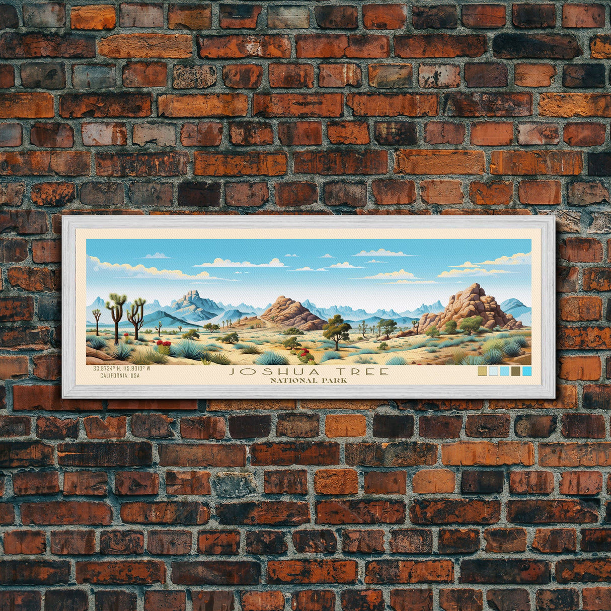 Joshua Tree National Park, Panoramic California Travel Art, National Park Print, Minimalist Travel Art, Midcentury Modern Style Landscape