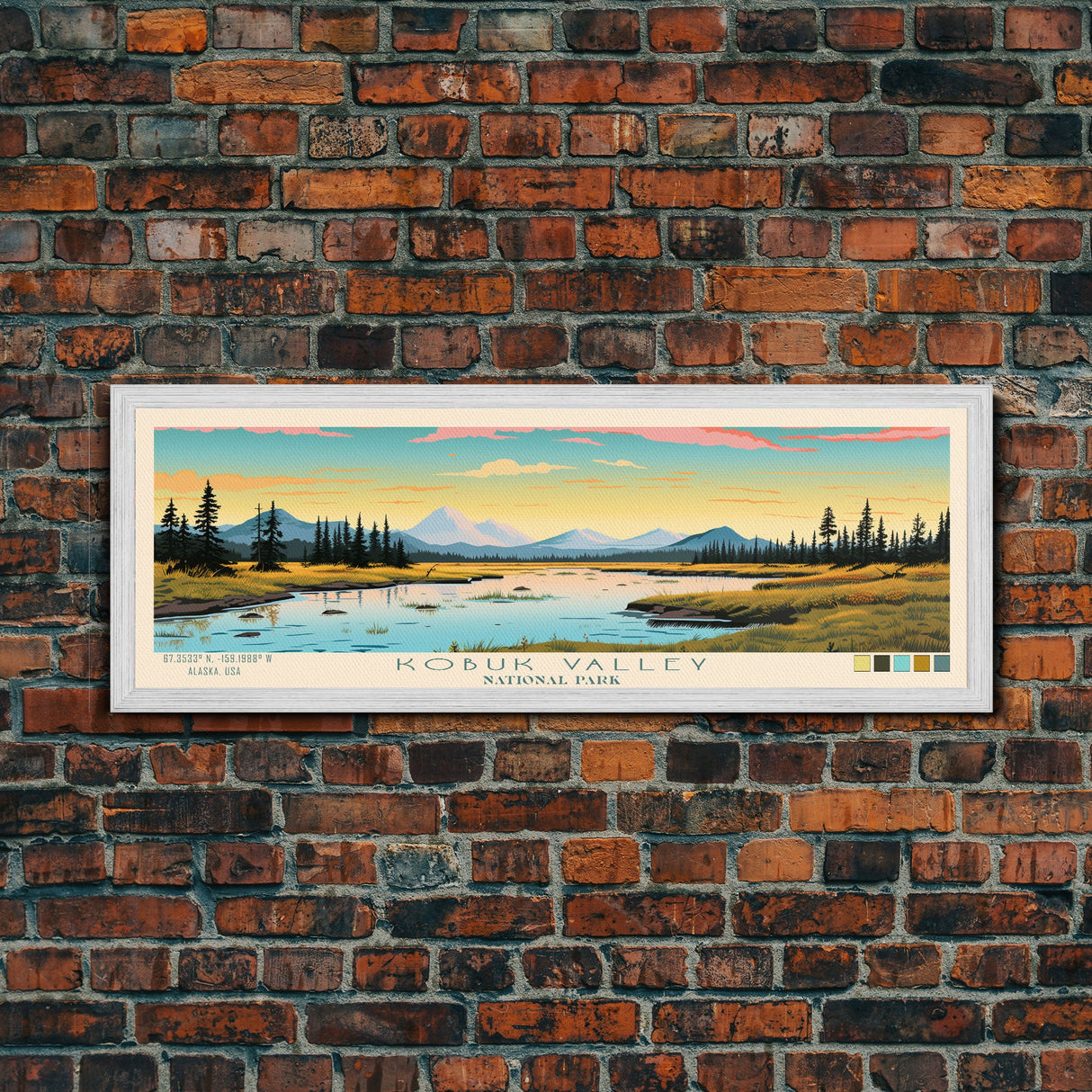 Kobuk Valley National Park, Panoramic Alaska Travel Art, National Park Print, Minimalist Travel Art, Midcentury Modern Style Landscape