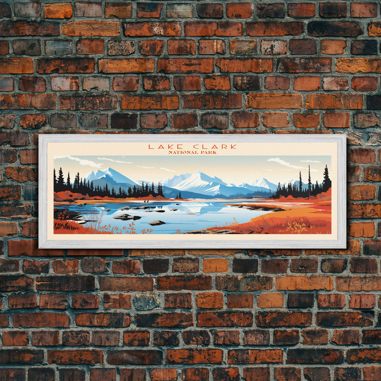 Lake Clark National Park, Panoramic Alaska Travel Art, National Park Print, Minimalist Travel Art, Midcentury Modern Style Landscape