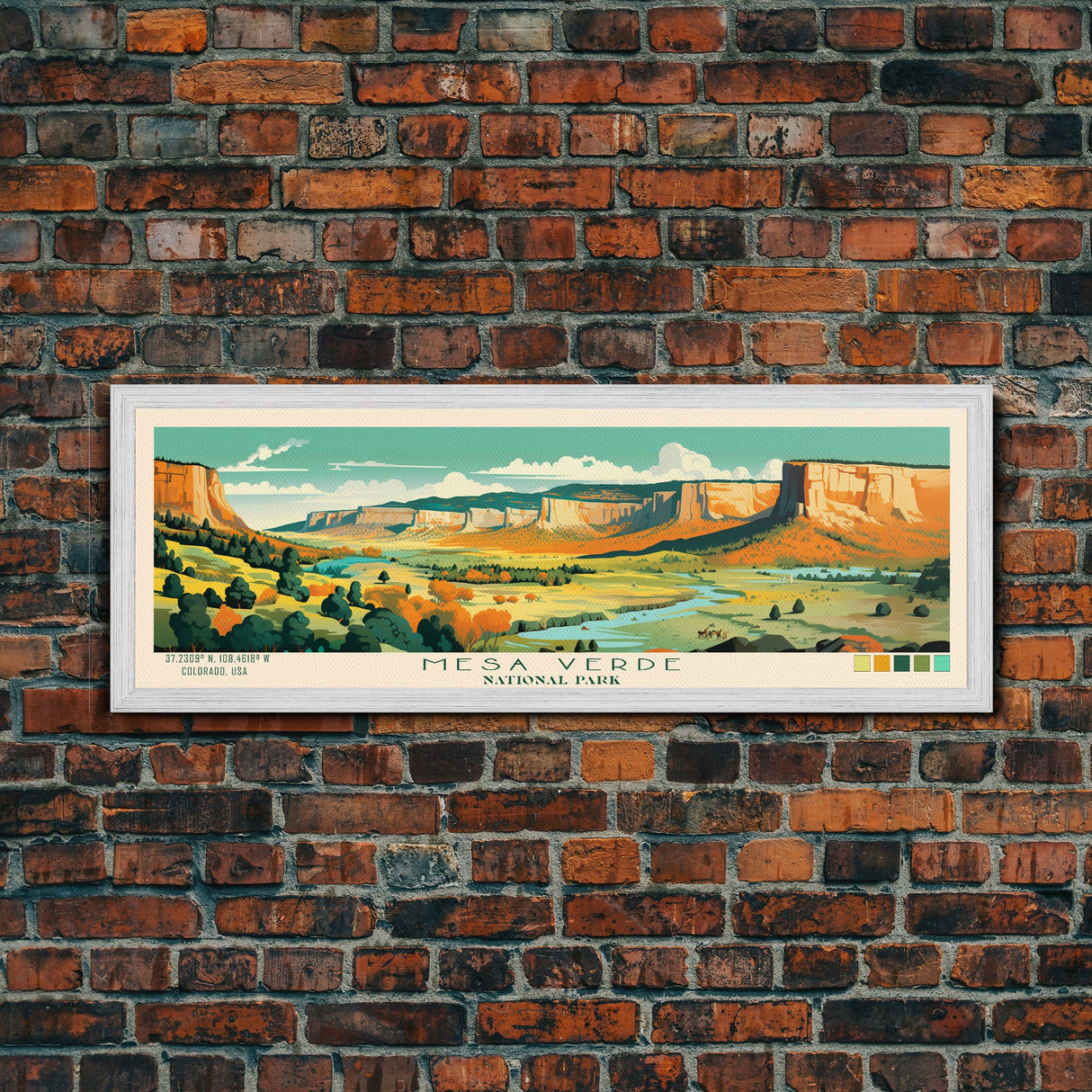 Mesa Verde National Park Panoramic Colorado Travel Art, National Park Print, Minimalist Travel Art, Midcentury Modern Style Landscape