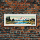 Mount Rainier National Park Panoramic Washington Travel Art, National Park Print, Minimalist Travel Art, Midcentury Modern Style Landscape