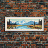 North Cascades National Park Panoramic Washington Travel Art, National Park Print, Minimalist Travel Art, Midcentury Modern Style Landscape