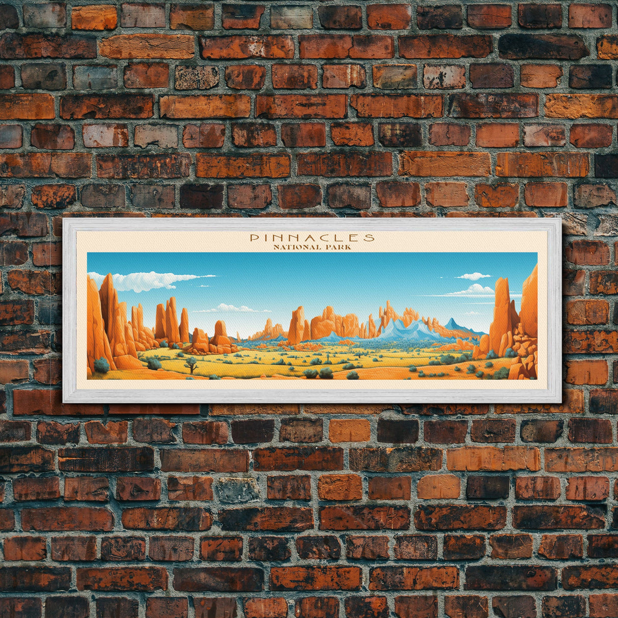 Pinnacles National Park Panoramic Califorrnia Travel Art, National Park Print, Minimalist Travel Art, Midcentury Modern Style Landscape