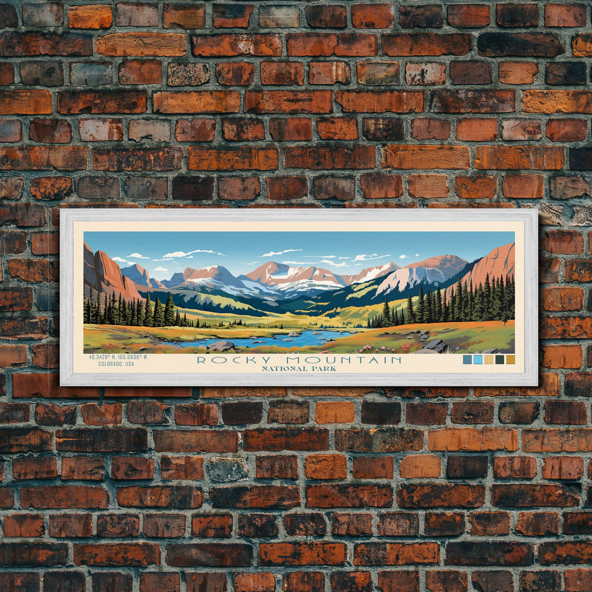 Rocky Mountain National Park Panoramic Colorado Travel Art, National Park Print, Minimalist Travel Art, Midcentury Modern Style Landscape