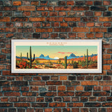 Saguaro National Park Panoramic Arizona Travel Art, National Park Print, Minimalist Travel Art, Midcentury Modern Style Landscape