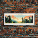 Sequoia National Park Panoramic California Travel Art, National Park Print, Minimalist Travel Art, Midcentury Modern Style Landscape