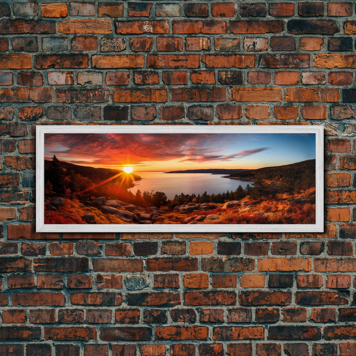 Photographic Panoramic of Acadia National Park, Sunset Photography, National Park Art, Framed Canvas Print, Landscape Photography