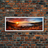 Photographic Panoramic of Acadia National Park, Sunset Photography, National Park Art, Framed Canvas Print, Landscape Photography