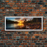 Photographic Panoramic of Acadia National Park, Sunset Photography, National Park Art, Framed Canvas Print, Landscape Photography