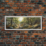 Watercolor Panoramic of Acadia National Park, Sunset Watercolor Painting, National Park Art, Framed Canvas Print, Landscape Painting