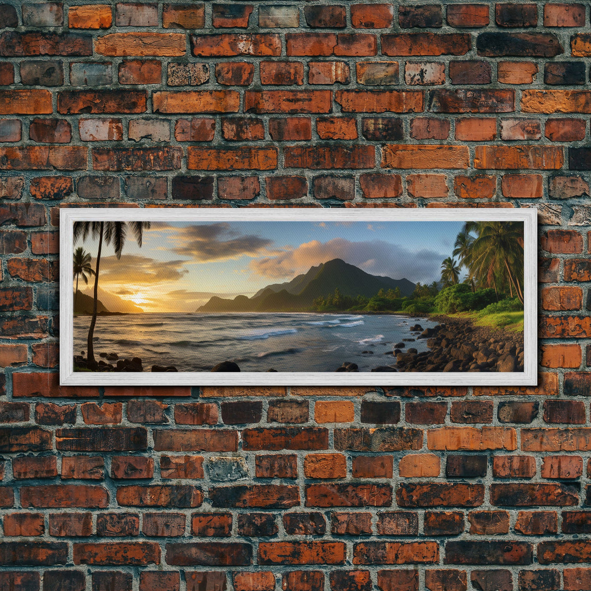 Photographic Panoramic of American Samoa National Park, Sunset Photography, National Park Art, Framed Canvas Print, Landscape Photography