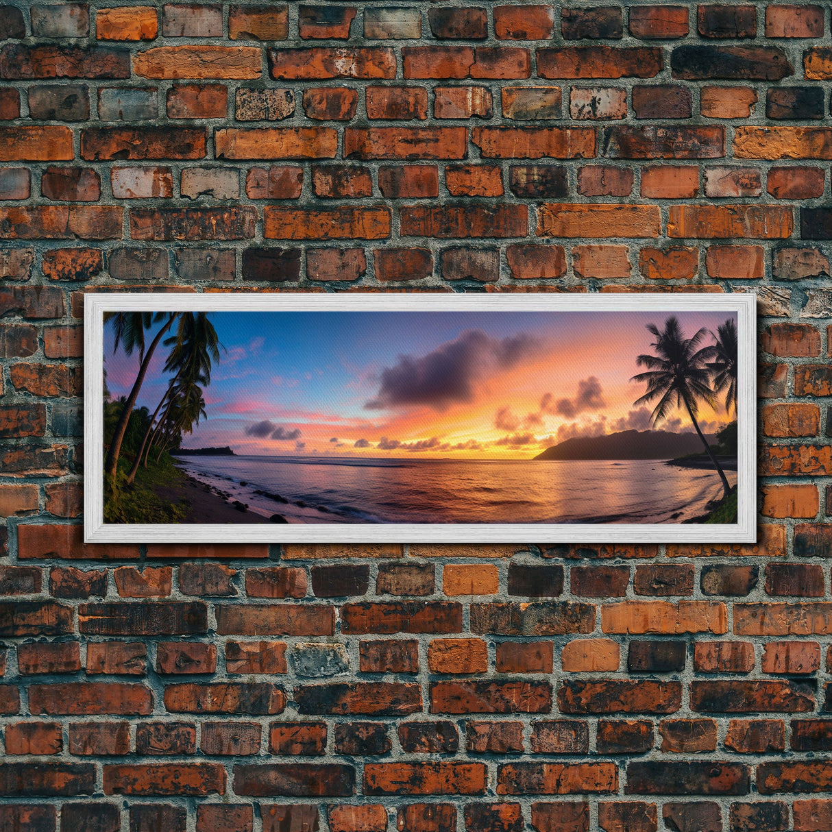 Photographic Panoramic of American Samoa National Park, Sunset Photography, National Park Art, Framed Canvas Print, Landscape Photography