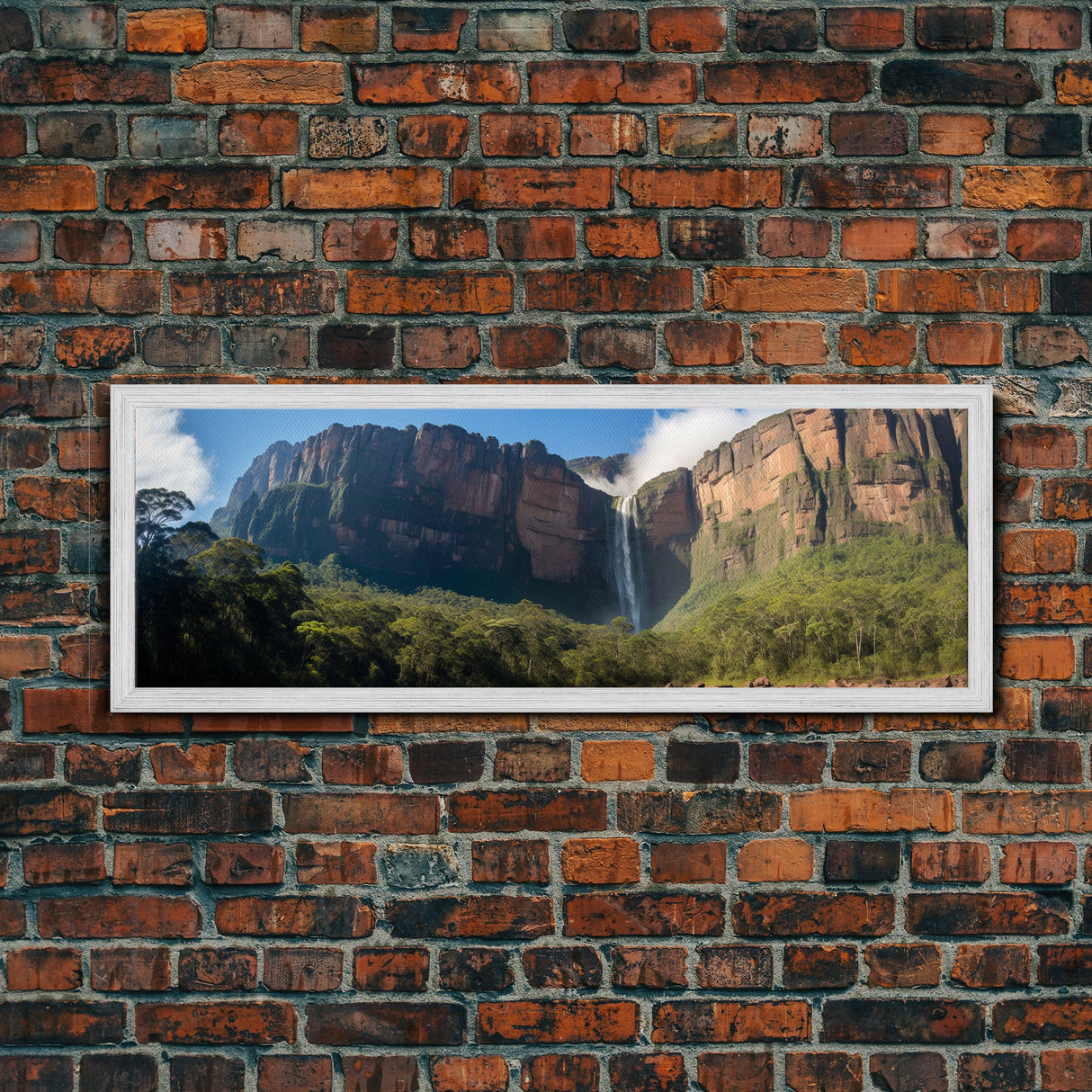 Photographic Panoramic of Angel Falls Venezuela, Sunset Photography, National Park Art, Framed Canvas Print, Landscape Photography