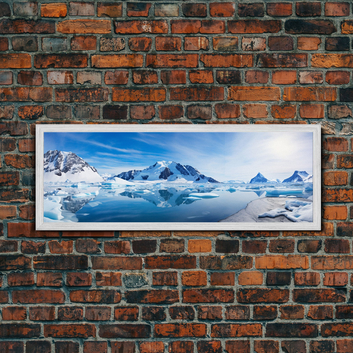 Beautiful Photographic Panoramic of Antarctica, Sunset Photography, Winter Decor, Christmas Deco, Framed Canvas Print, Landscape Photography