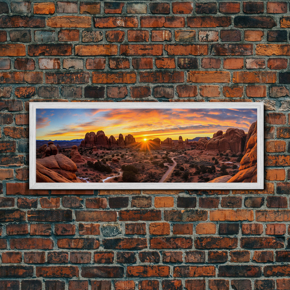 Photographic Panoramic of Arches National Park, Sunset Photography, National Park Art, Framed Canvas Print, Landscape Photography