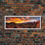 Photographic Panoramic of Arches National Park, Sunset Photography, National Park Art, Framed Canvas Print, Landscape Photography