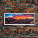 Photographic Panoramic of Badlands National Park, Sunset Photography, National Park Art, Framed Canvas Print, Landscape Photography