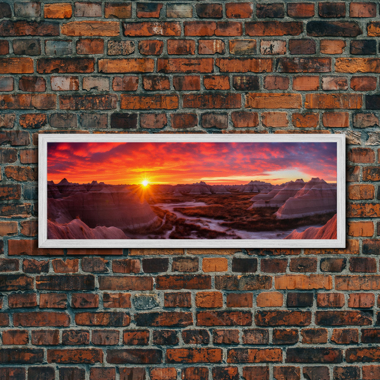 Photographic Panoramic of Badlands National Park, Sunset Photography, National Park Art, Framed Canvas Print, Landscape Photography